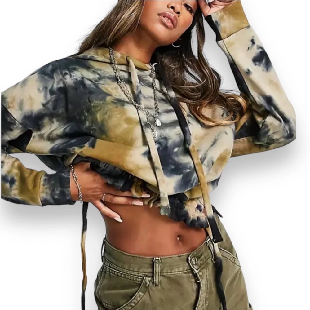 Blank NYC Brown & Blue Tie-Dye Hoodie NWOT Size Small